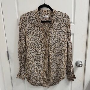 Equipment Femme Leopard Print Button-Up Blouse Size Med 100% Silk